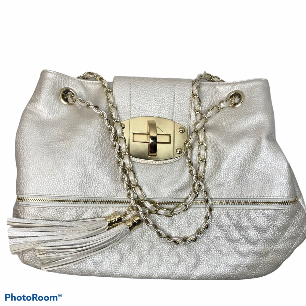 Gorgeous Pearl White with Gold accents Purse